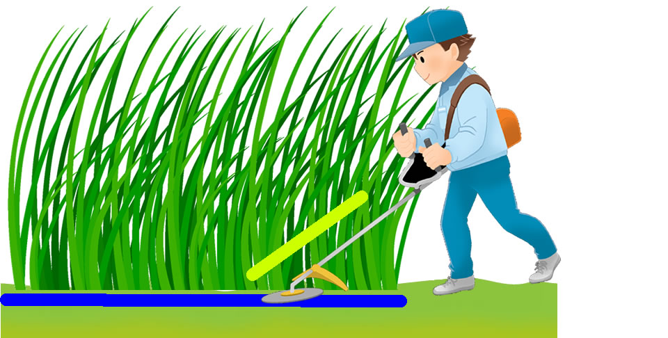 草刈りと根刈りの説明画像（根刈りイメージ）